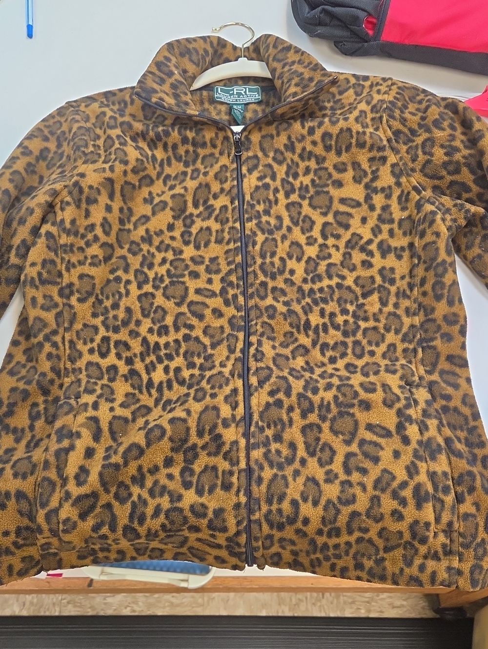 Ralph Lauren VINTAGE Leopard Print Zip-Front Fleece Jacket - Brown & Black